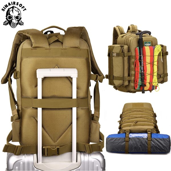 New 45L Outdoor Backpack Camping Climbing Bag Waterproof Mountaineering Hiking Backpacks Molle Sport Bag Climbing Rucksack 5