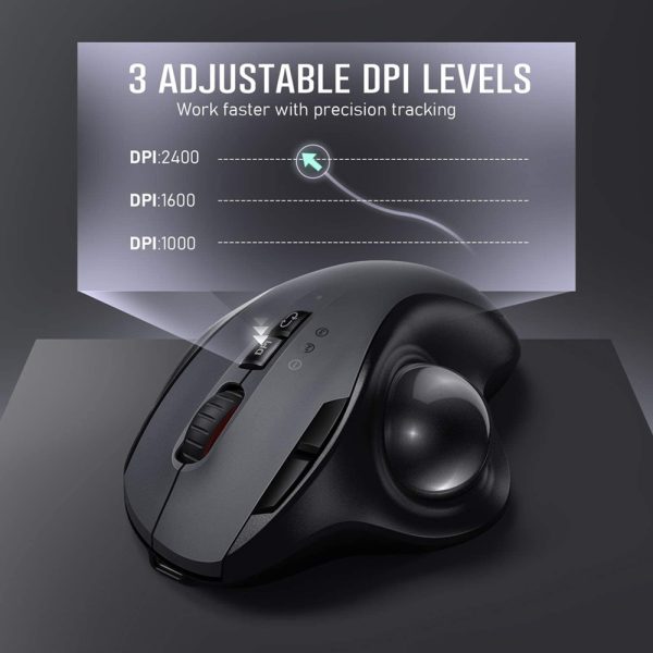 SeenDa Rechargeable Trackball Mouse Bluetooth+2.4G Dual Mode Wireless Mouse for PC Mac Computer Laptop Tablet Gamer Mause 4